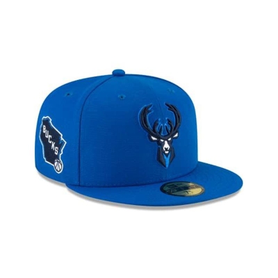 Milwaukee Bucks Gorra | New Era NBA City Edition Alt 59fifty Fitted Cap Mexico - Azules